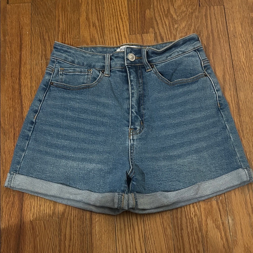 Wax Jean Denim Blue Cuffed Shorts